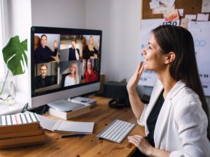 Woman in virtual meeting