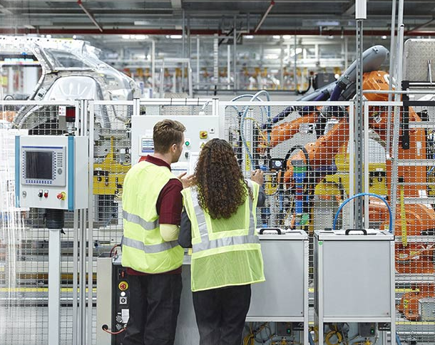 Man and woman manufacturing